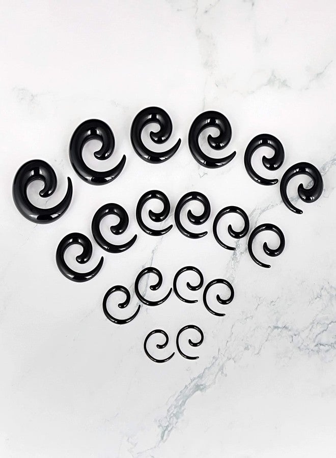 Qmcandy 9 Pairs Acrylic Spiral Taper Set Spiral Ear Stretching Kit Gauges 14G 12G 10G 8G 6G 4G 2G 0G 00G, Black - Image 2